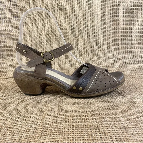 Merrell Clog Sandals leather heel Brown Ankle Sling Back Size 6 - Picture 8 of 11